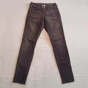 Women's TRUE RELIGION Mini Cord Low-Rise Skinny Black Jeans Sz 25 EUC